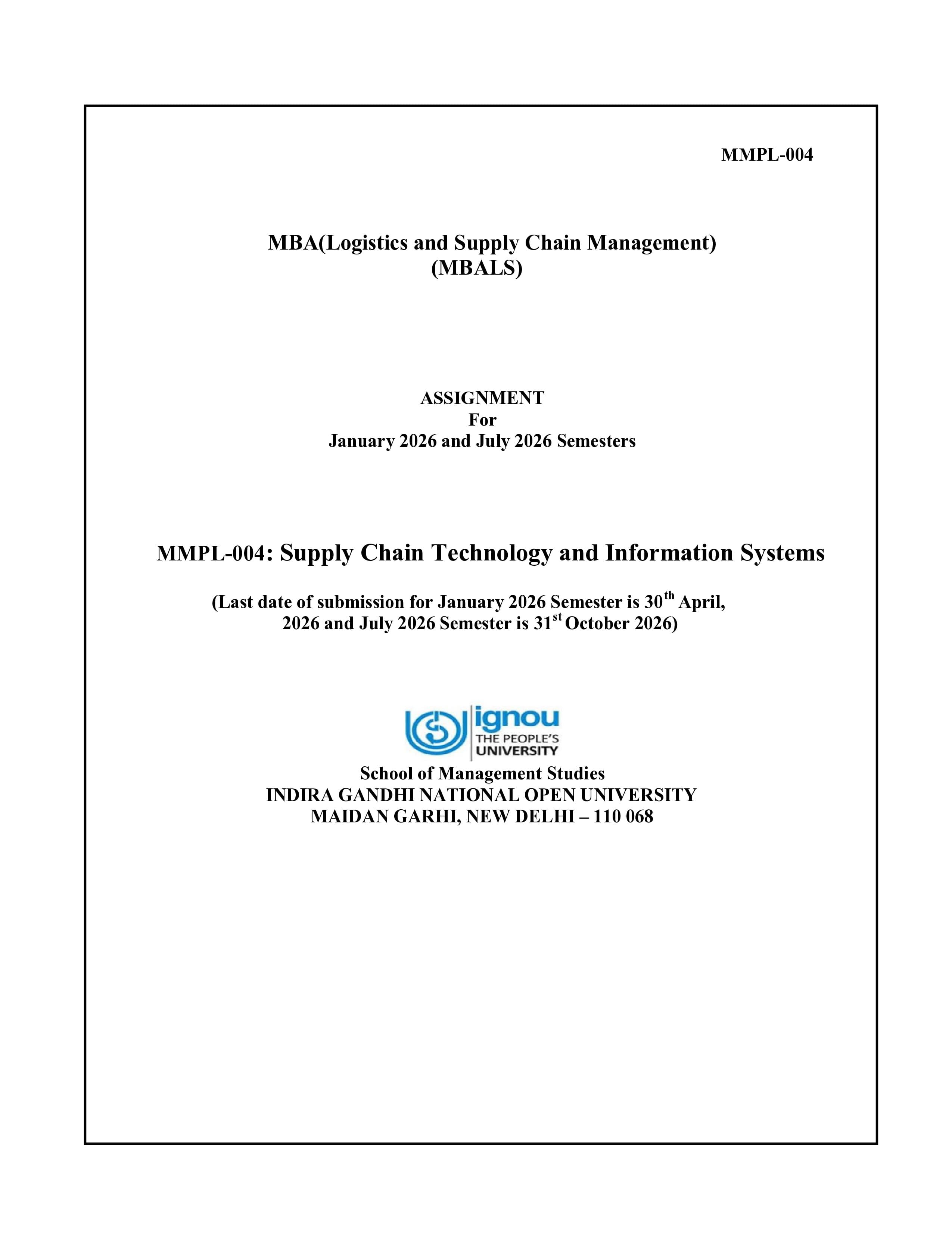 IGNOU MMPL 004 Handwritten Hardcopy Assignment 2025-2026 (English Medium)
