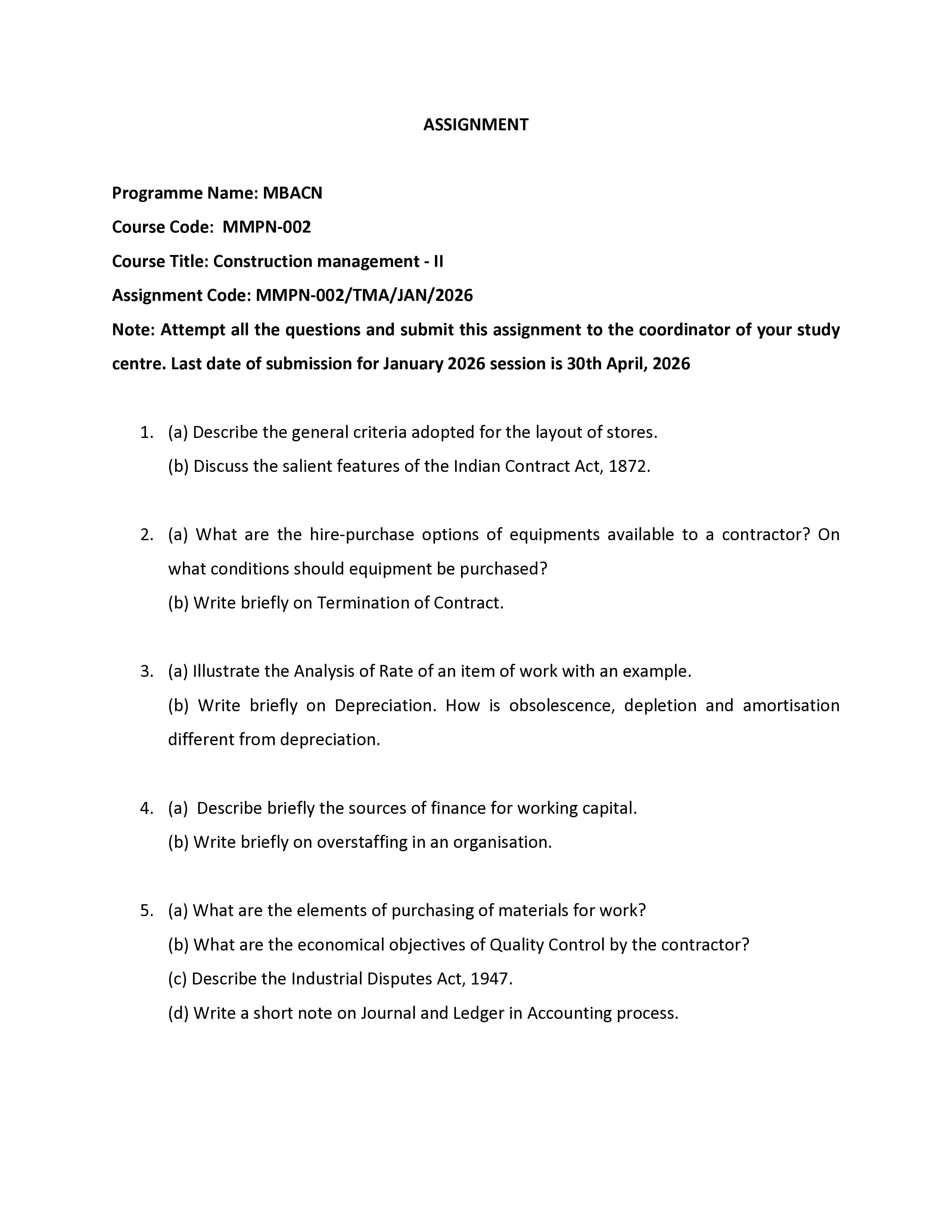 IGNOU MMPN 002 Handwritten Hardcopy Assignment 2026-26 (English Medium)
