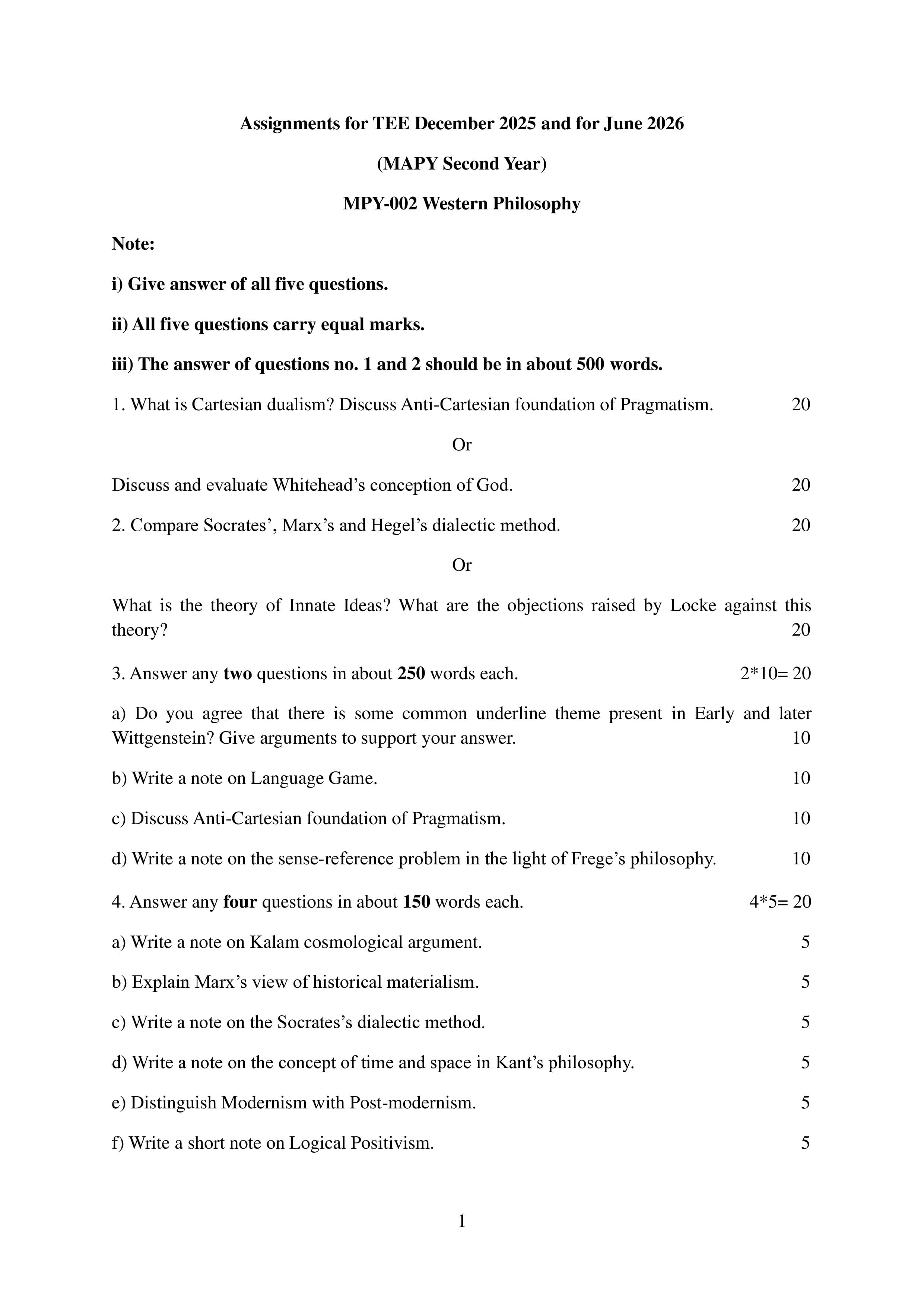 IGNOU MPY 002 Handwritten Hardcopy Assignment 2025-25 (English Medium)