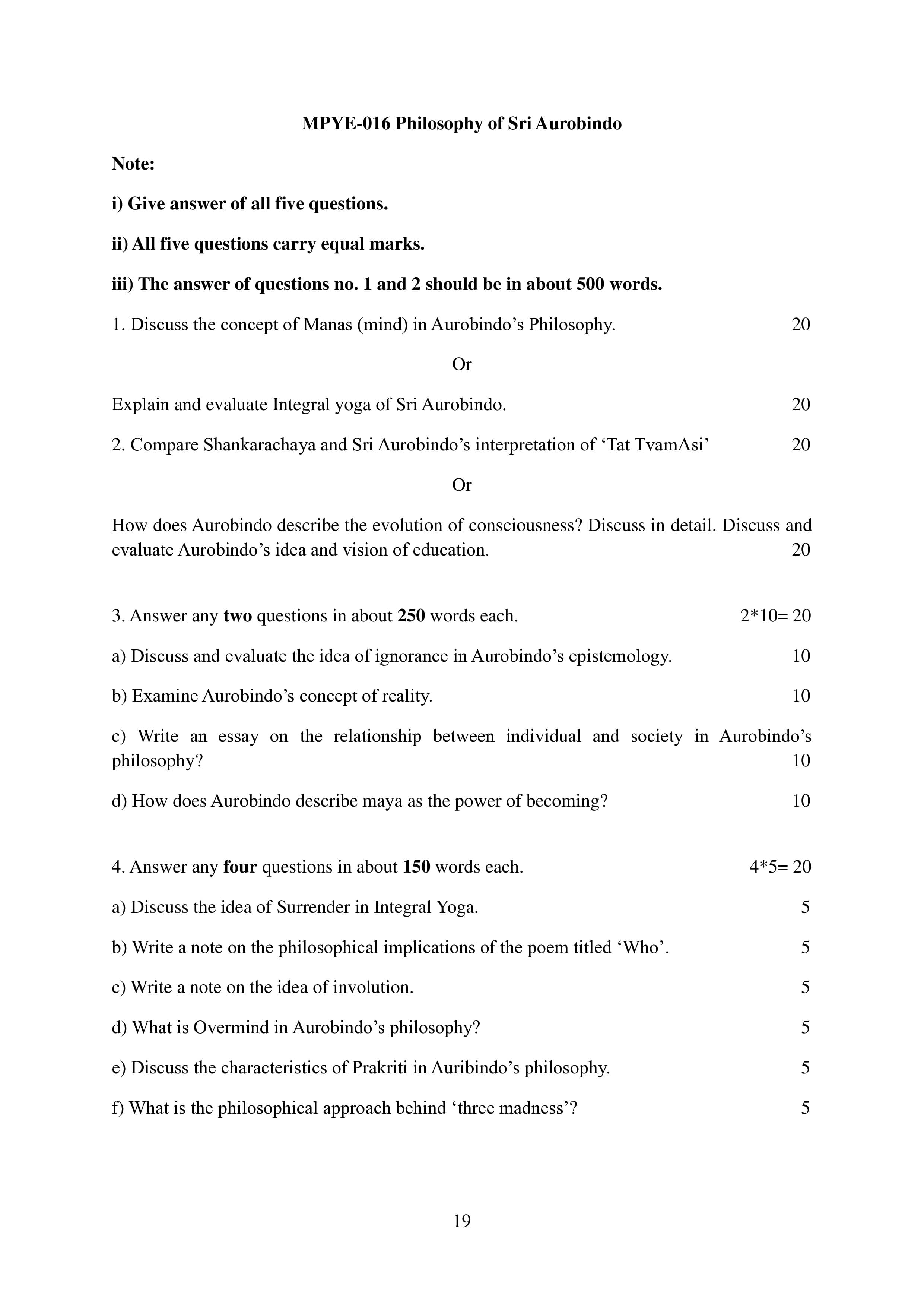 IGNOU MPYE 016 Handwritten Hardcopy Assignment 2025-25 (English Medium)