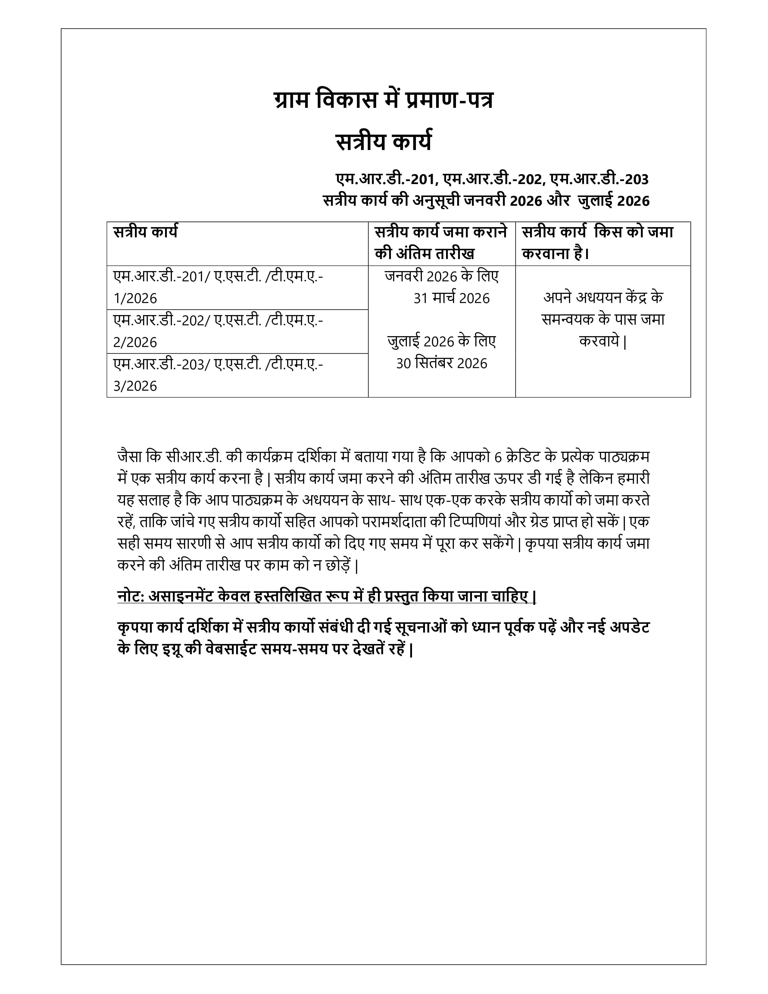 IGNOU MRD 201 Handwritten Hardcopy Assignment 2026-26 (Hindi Medium)