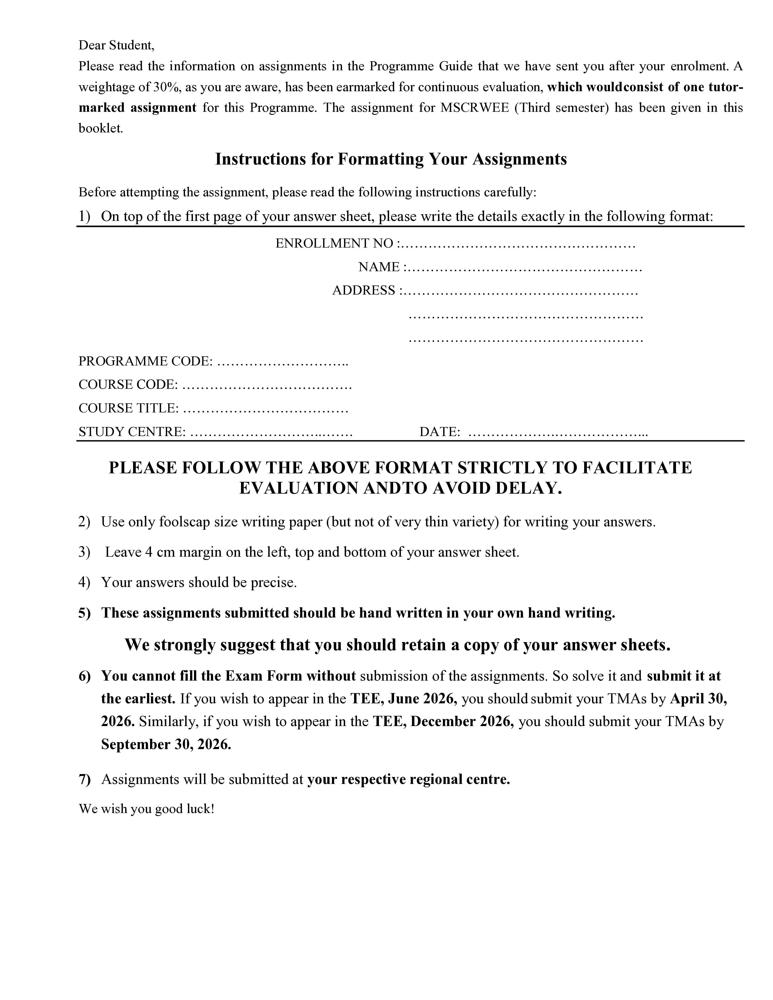 IGNOU MRWE 002 Handwritten Hardcopy Assignment 2026-26 (English Medium)