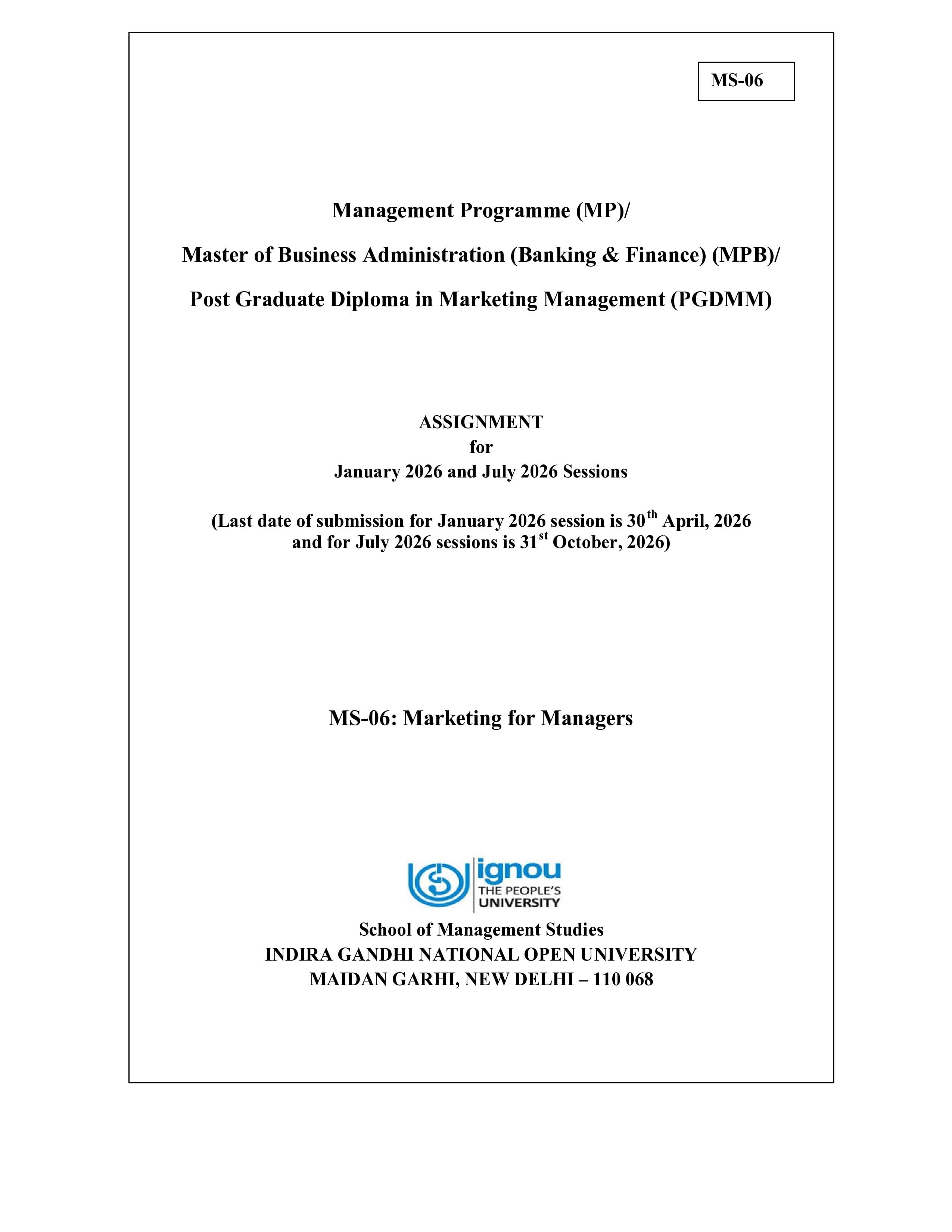 IGNOU MS 006 Handwritten Hardcopy Assignment 2026-26 (English Medium)