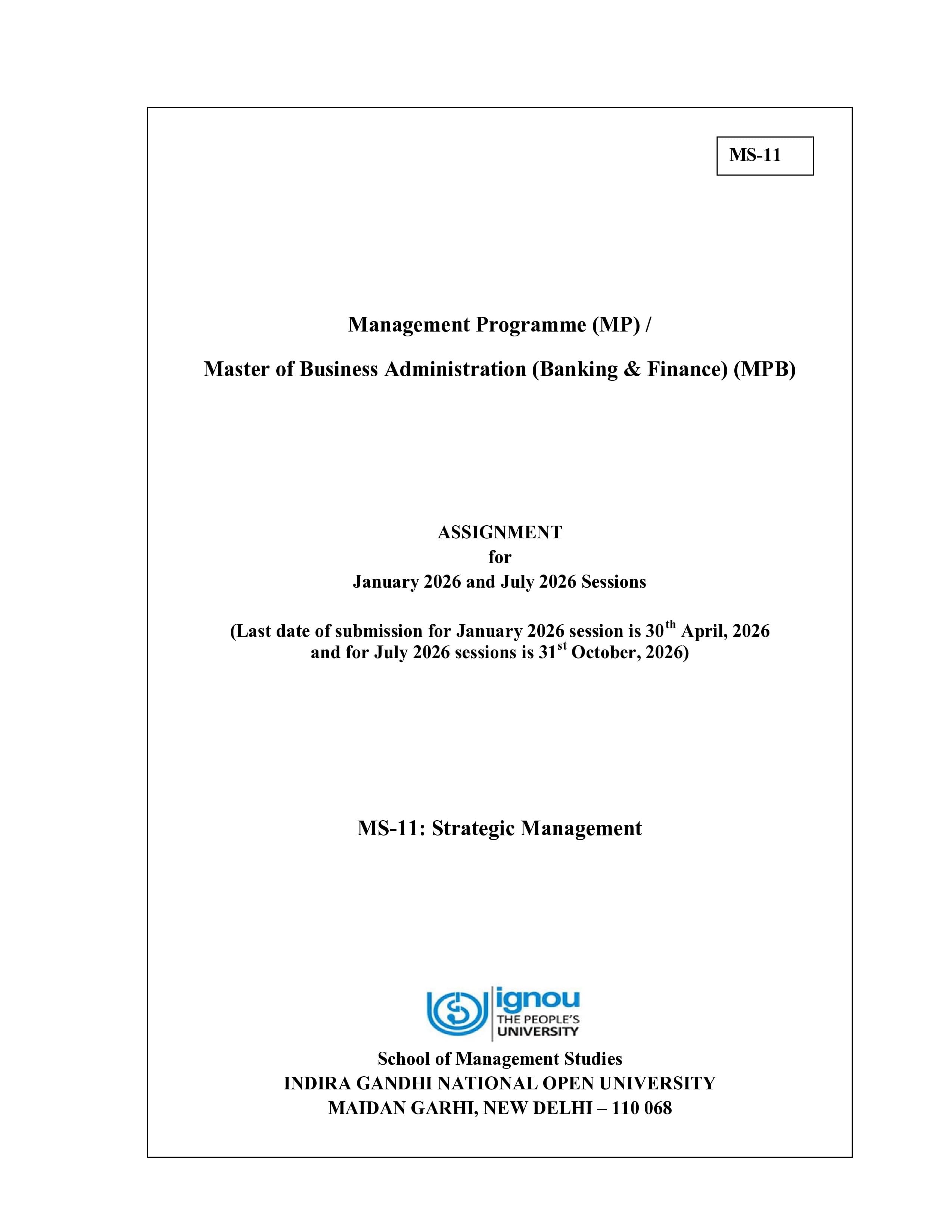 IGNOU MS 011 Handwritten Hardcopy Assignment 2026-26 (English Medium)
