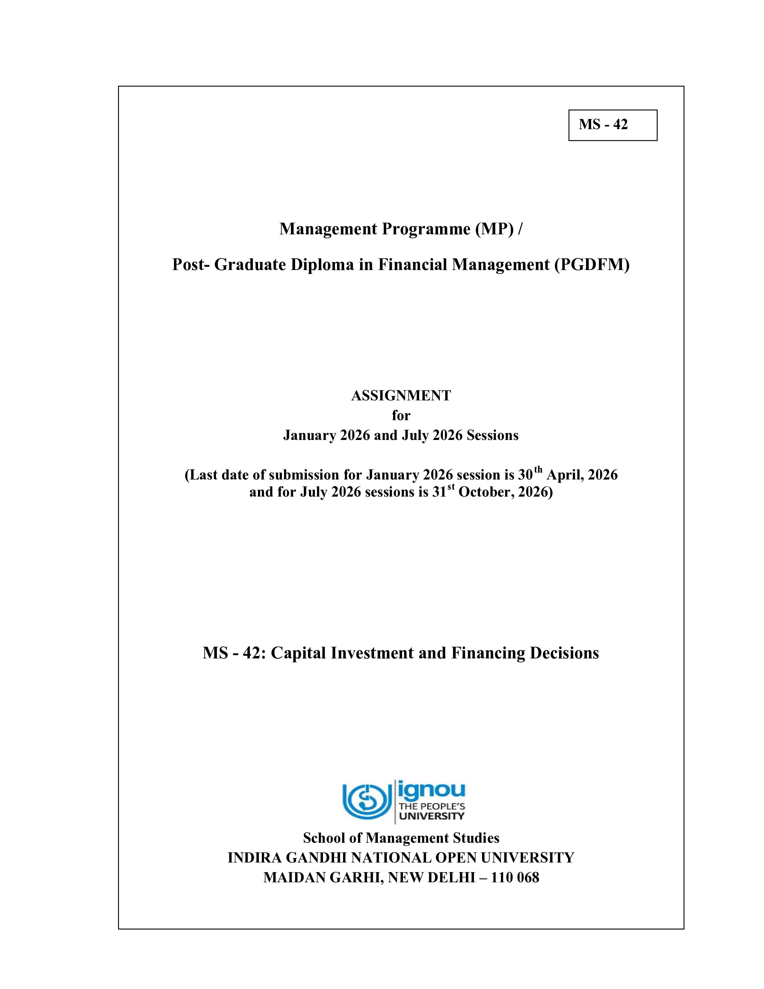 IGNOU MS 042 Handwritten Hardcopy Assignment 2026-26 (English Medium)