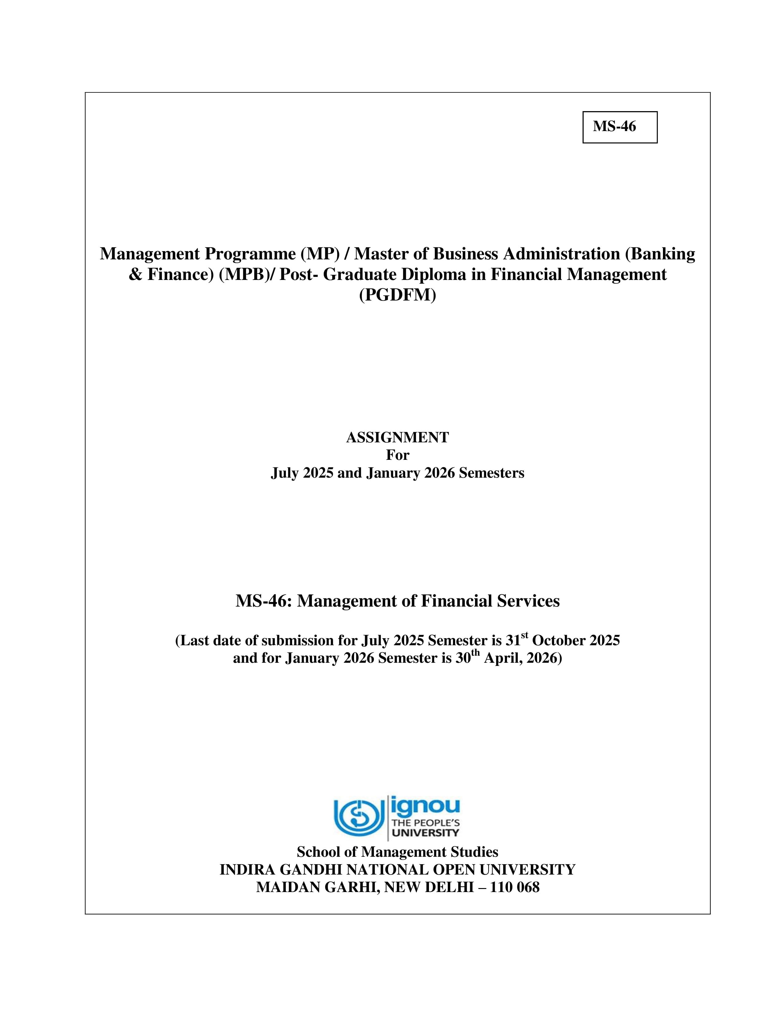 IGNOU MS 046 Handwritten Hardcopy Assignment 2025-2026 (English Medium)