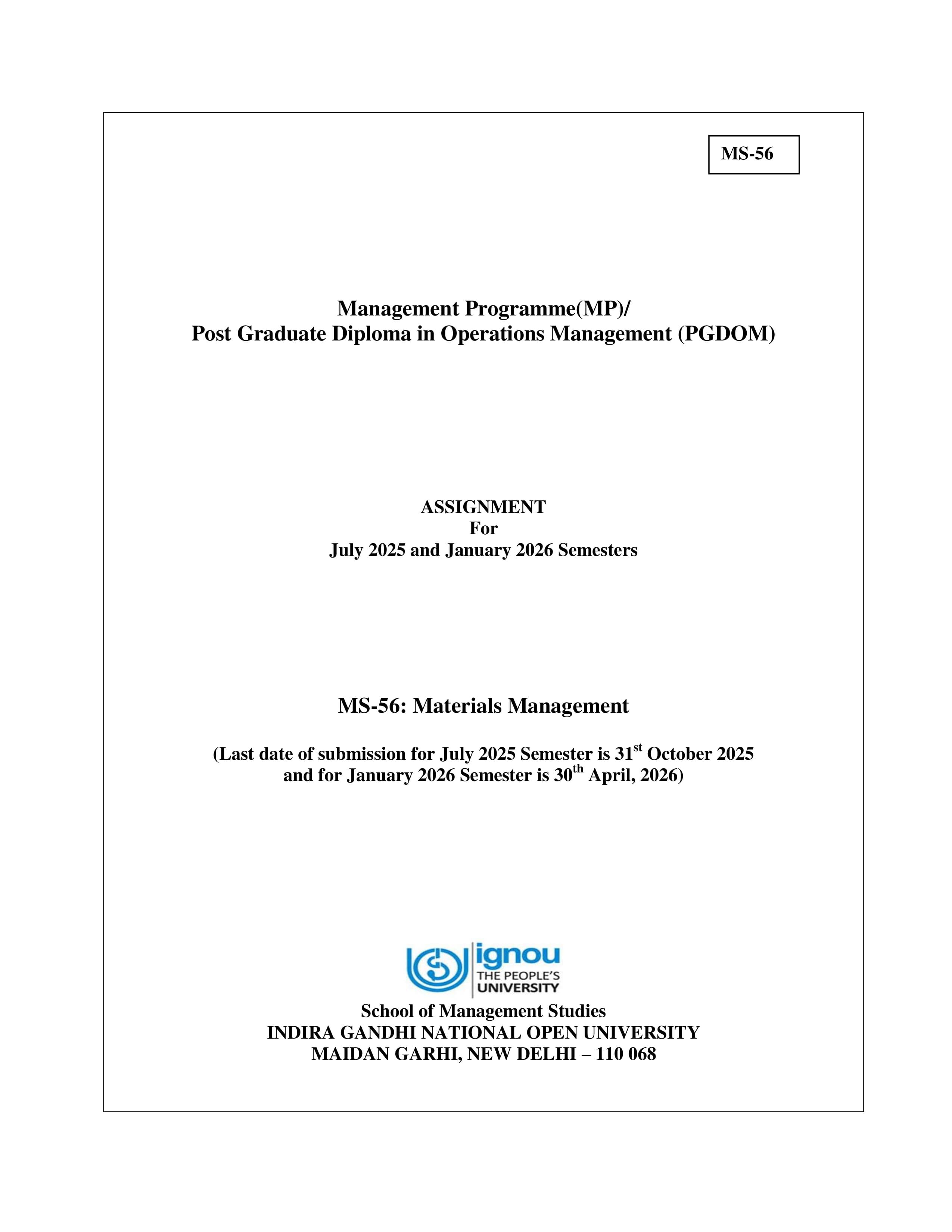 IGNOU MS 056 Handwritten Hardcopy Assignment 2025-2026 (English Medium)