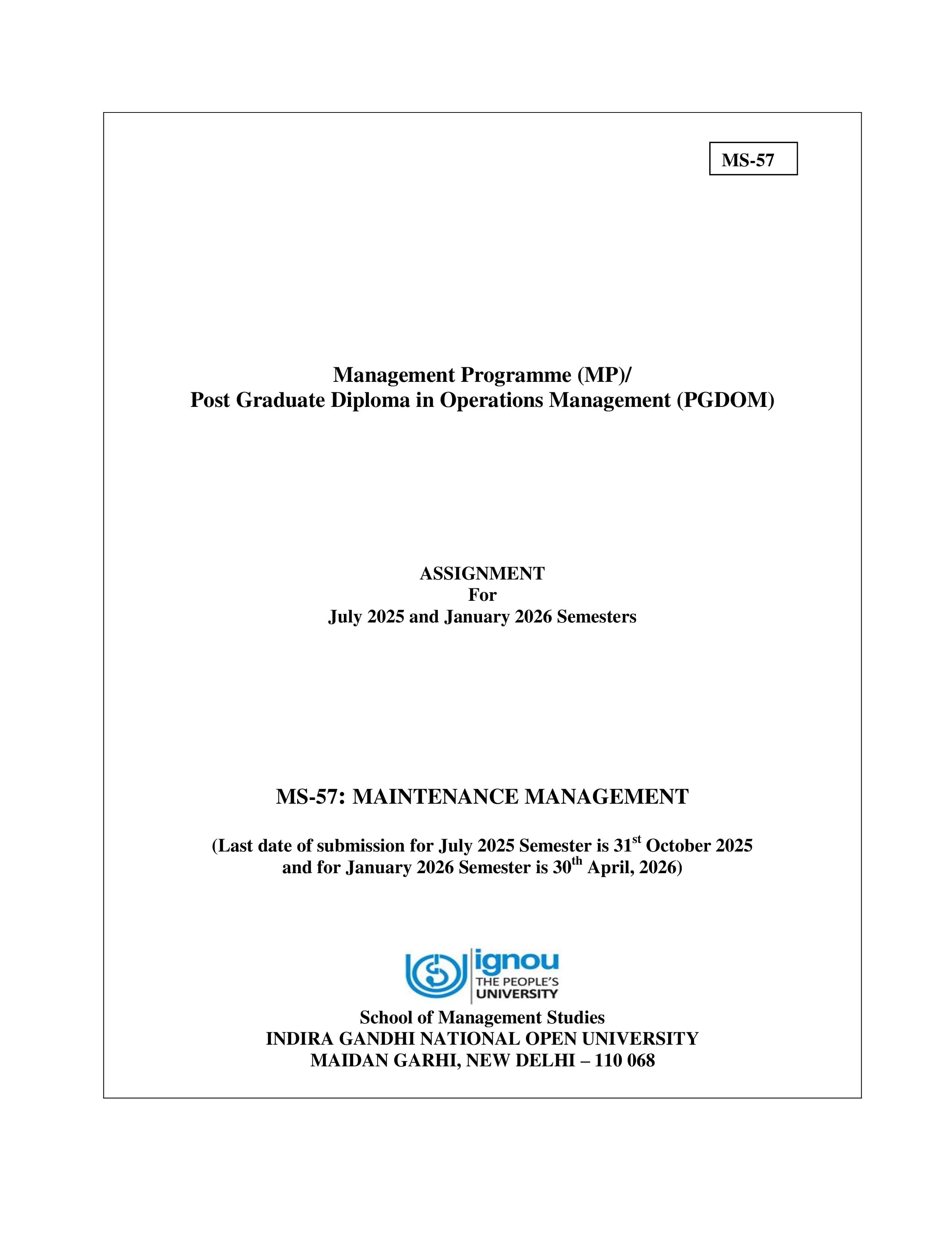 IGNOU MS 057 Handwritten Hardcopy Assignment 2025-2026 (English Medium)