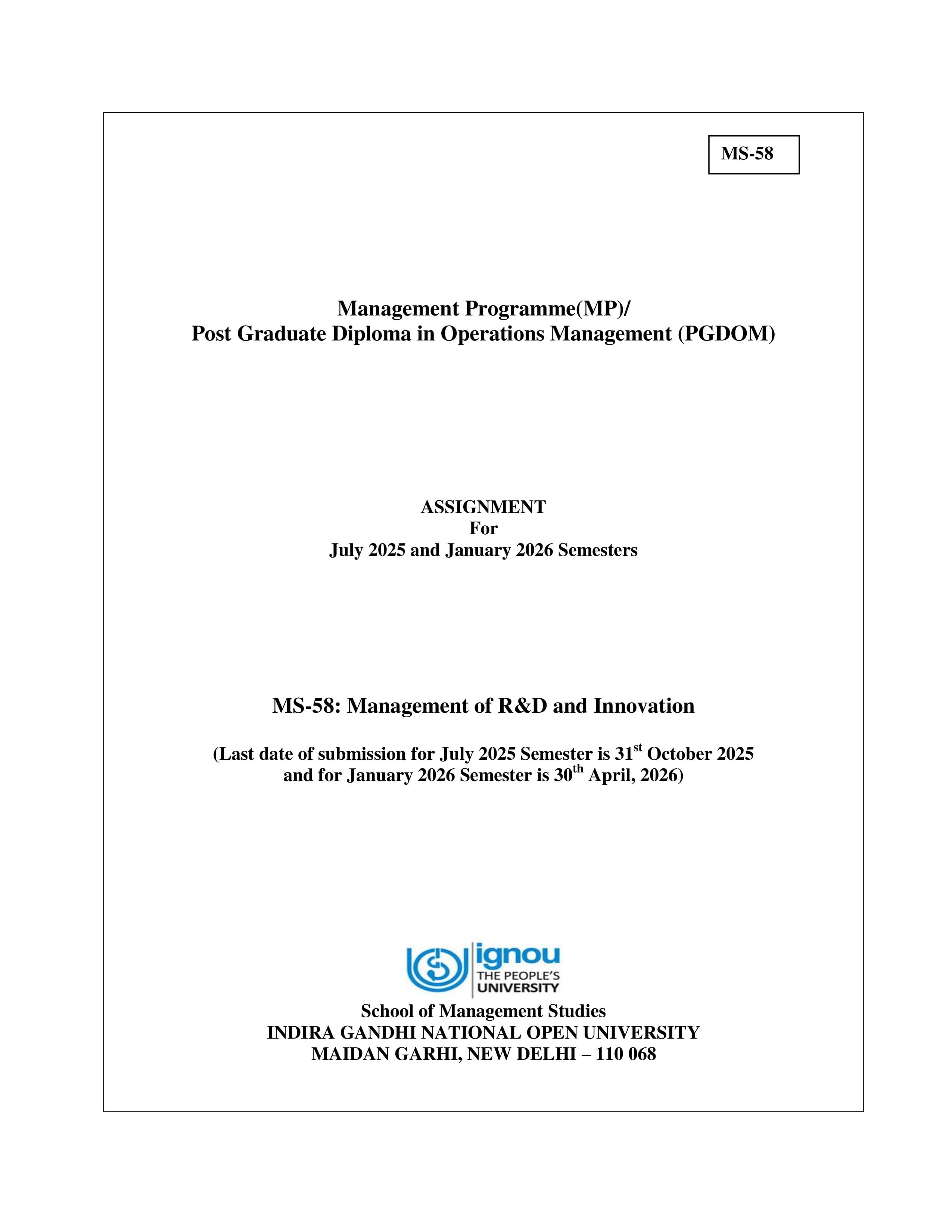 IGNOU MS 058 Handwritten Hardcopy Assignment 2025-2026 (English Medium)