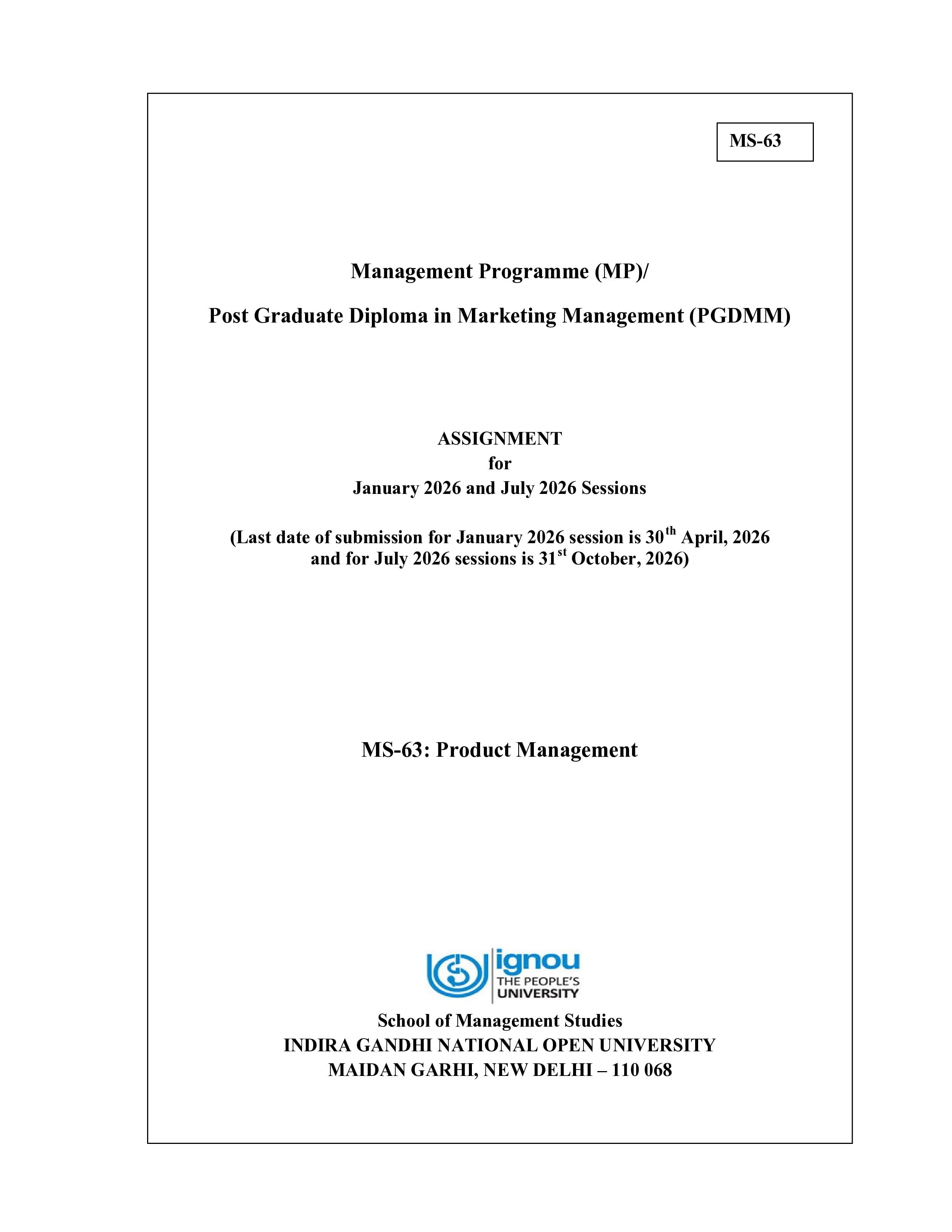 IGNOU MS 063 Handwritten Hardcopy Assignment 2026-26 (English Medium)