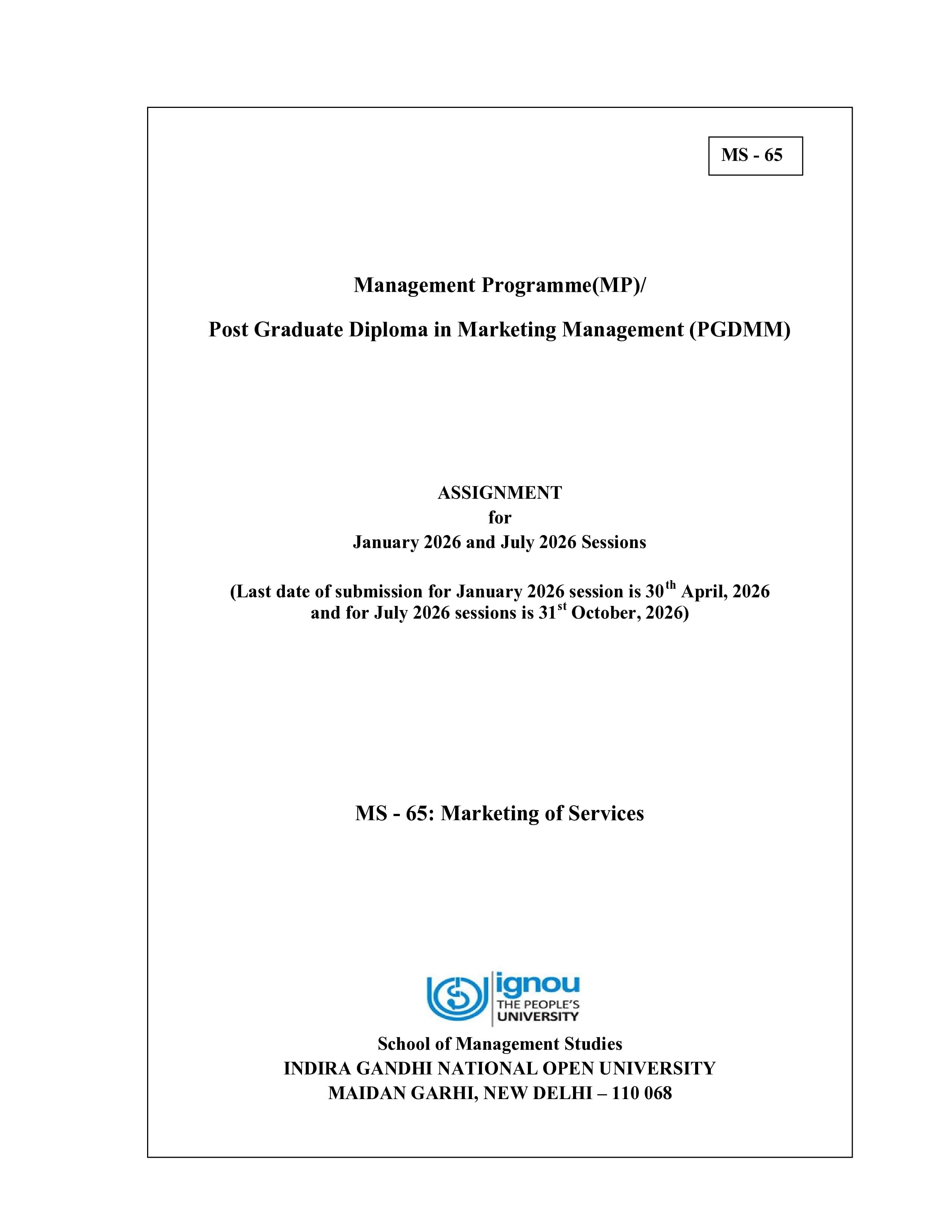 IGNOU MS 065 Handwritten Hardcopy Assignment 2026-26 (English Medium)