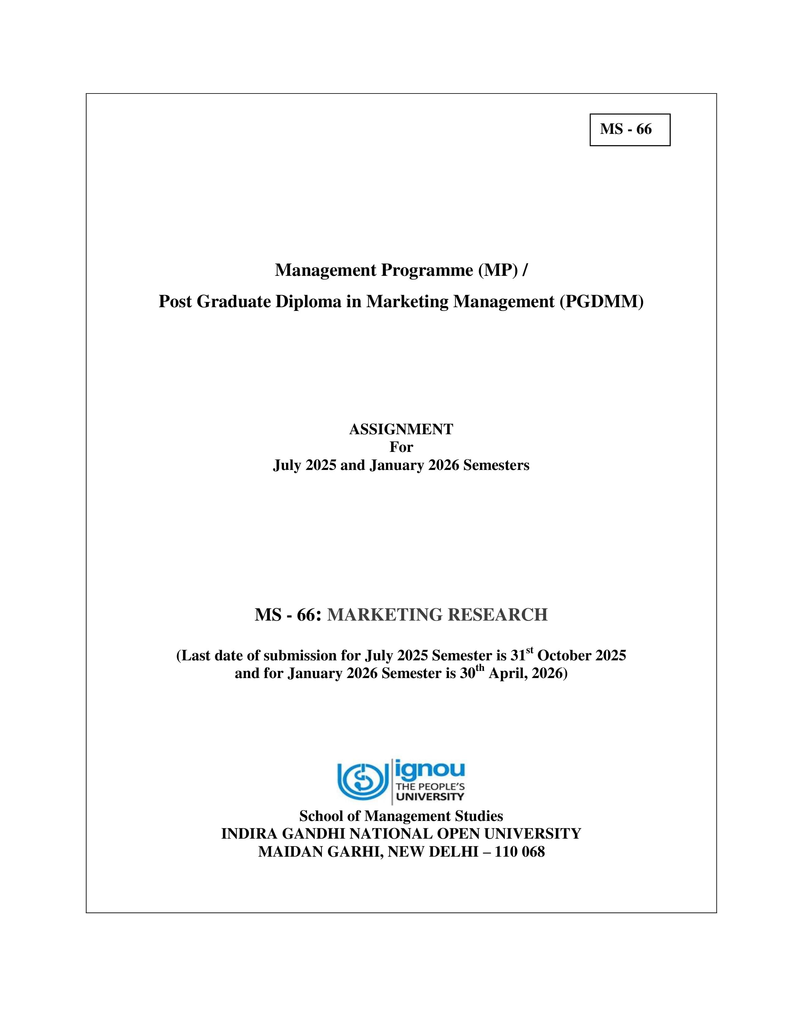 IGNOU MS 066 Handwritten Hardcopy Assignment 2025-2026 (English Medium)