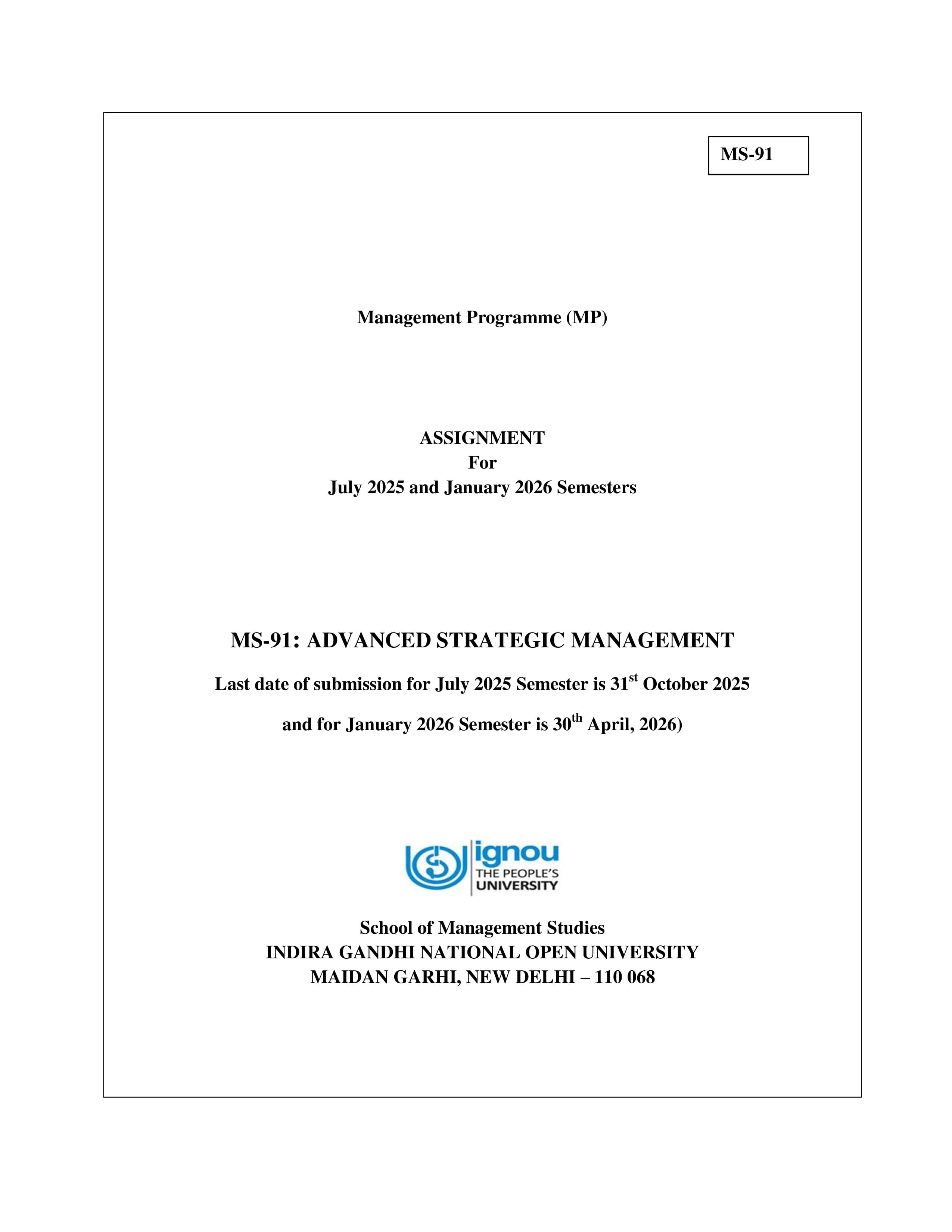 IGNOU MS 091 Handwritten Hardcopy Assignment 2025-2026 (English Medium)