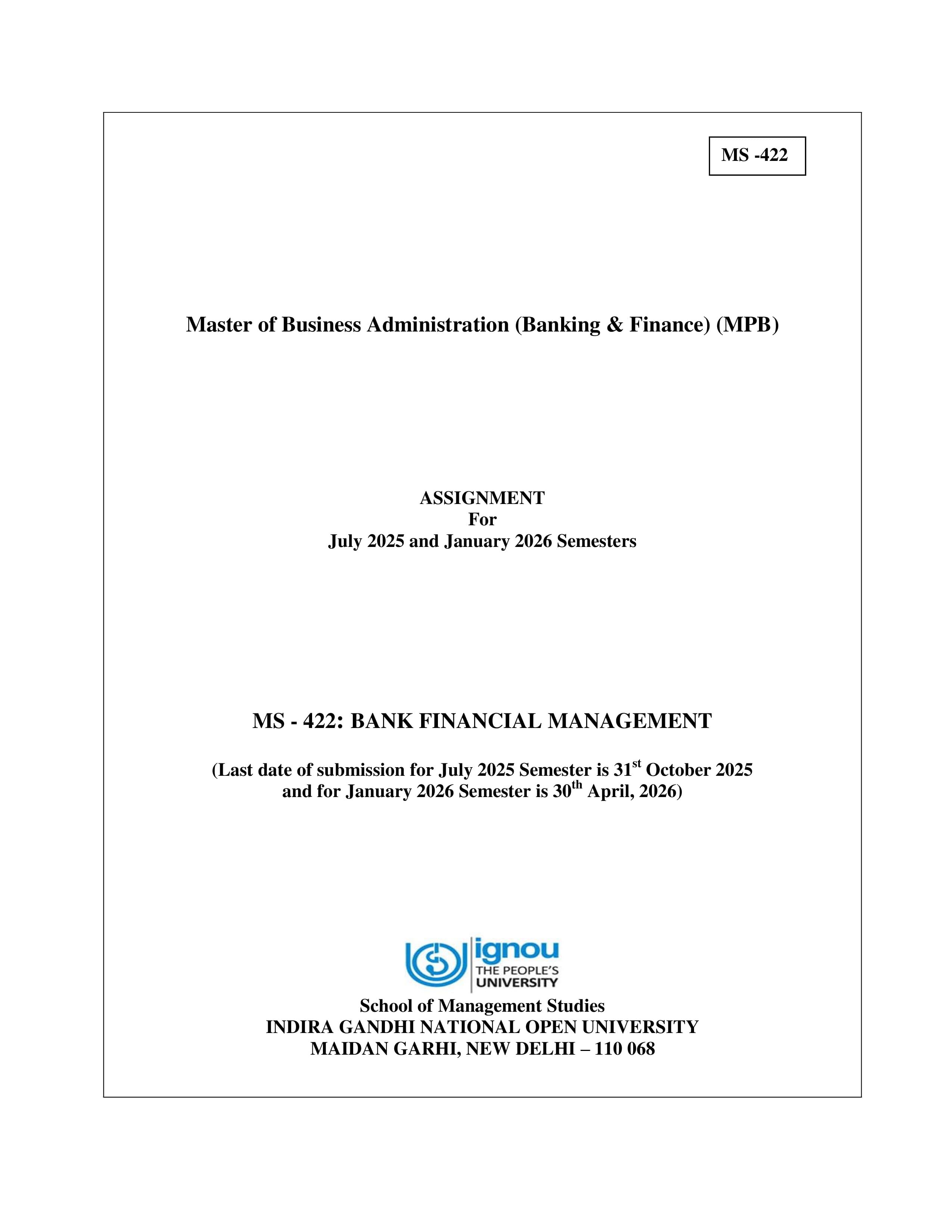 IGNOU MS 422 Handwritten Hardcopy Assignment 2025-2026 (English Medium)