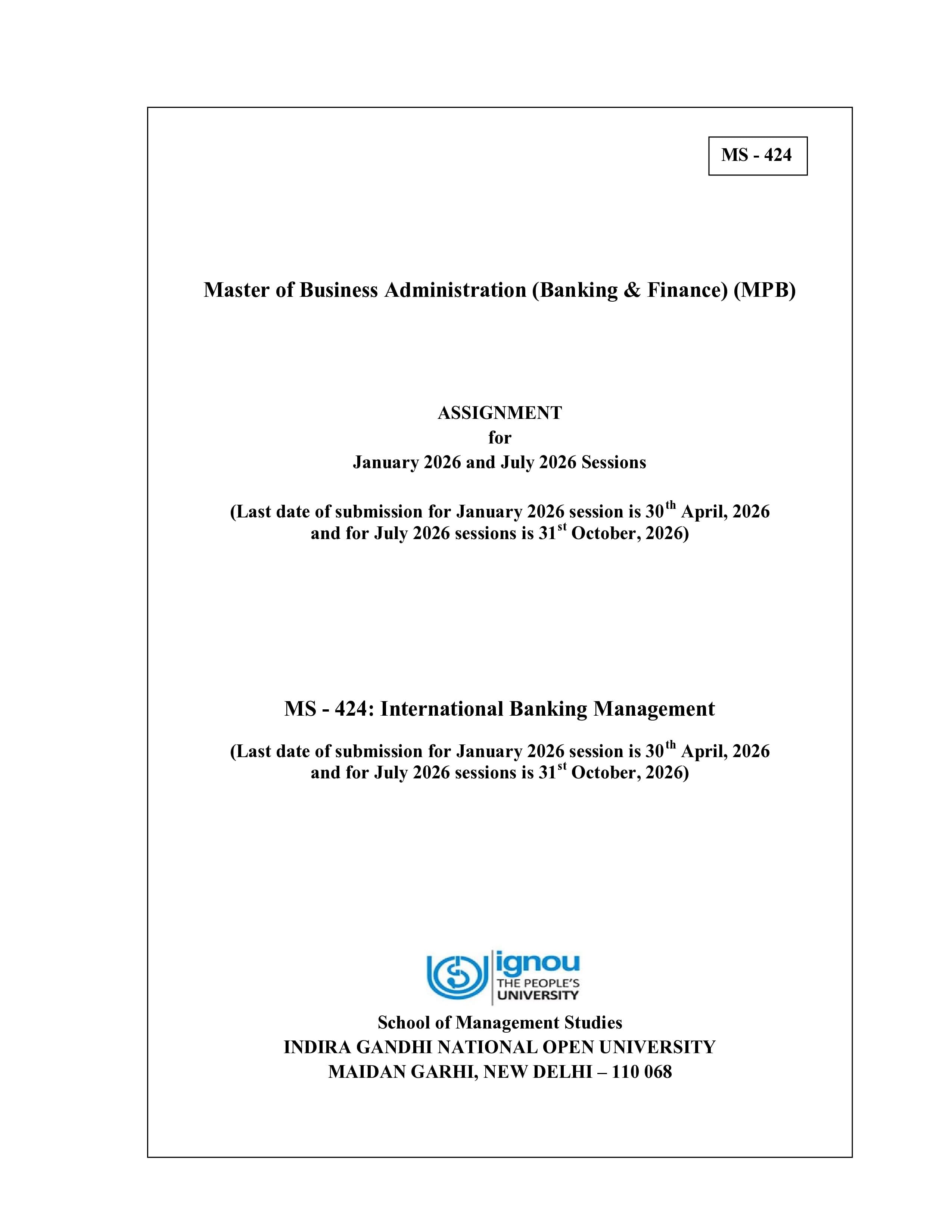 IGNOU MS 424 Handwritten Hardcopy Assignment 2026-26 (English Medium)