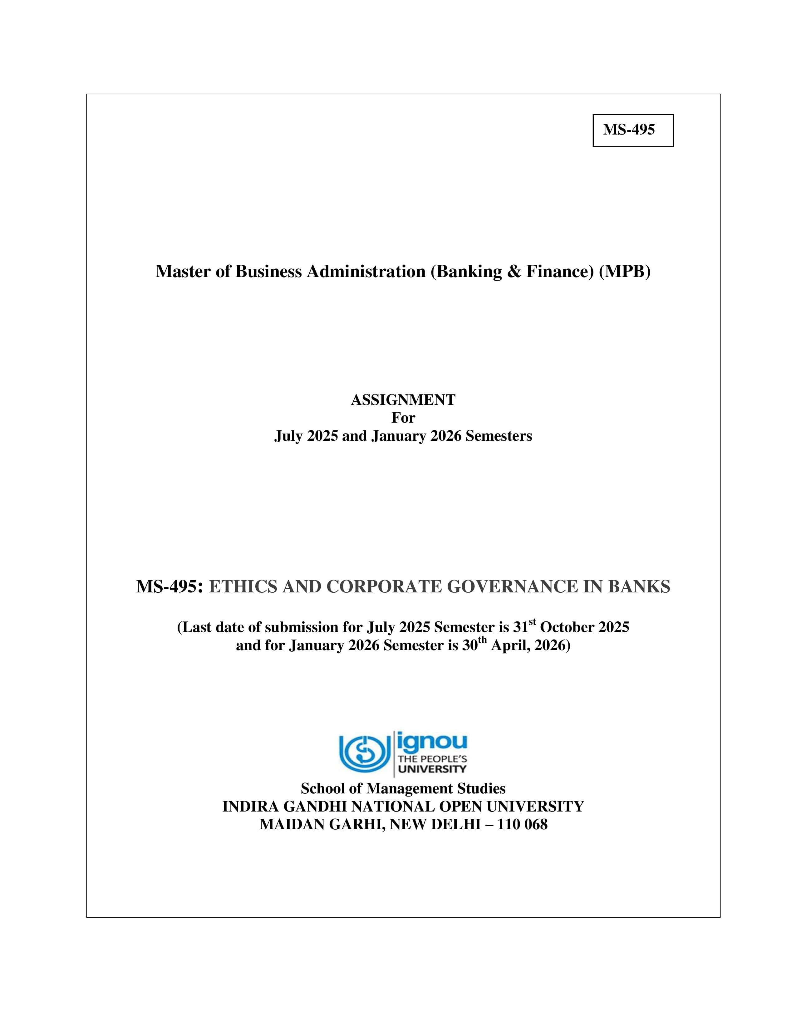 IGNOU MS 495 Handwritten Hardcopy Assignment 2025-2026 (English Medium)