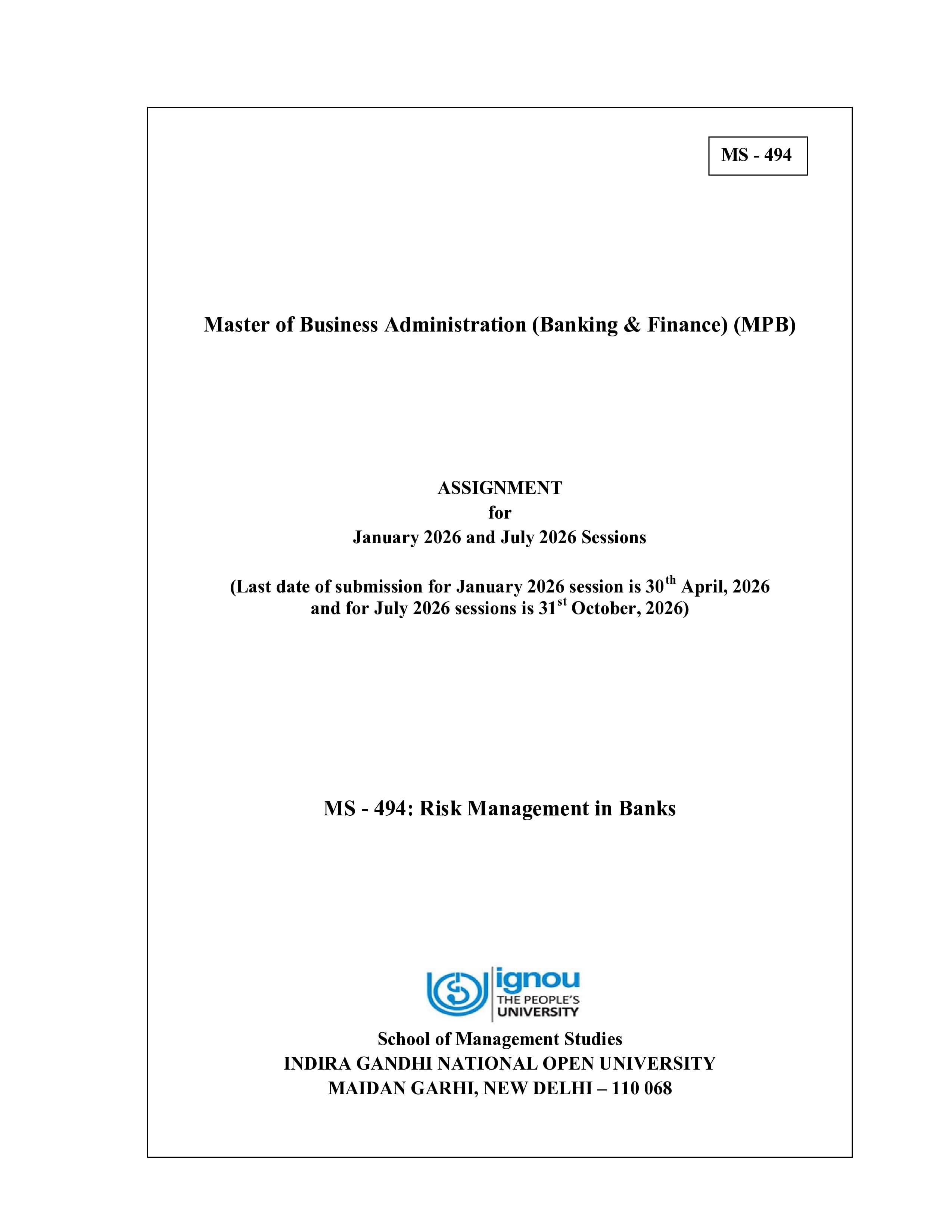 IGNOU MS 495 Handwritten Hardcopy Assignment 2026-26 (English Medium)