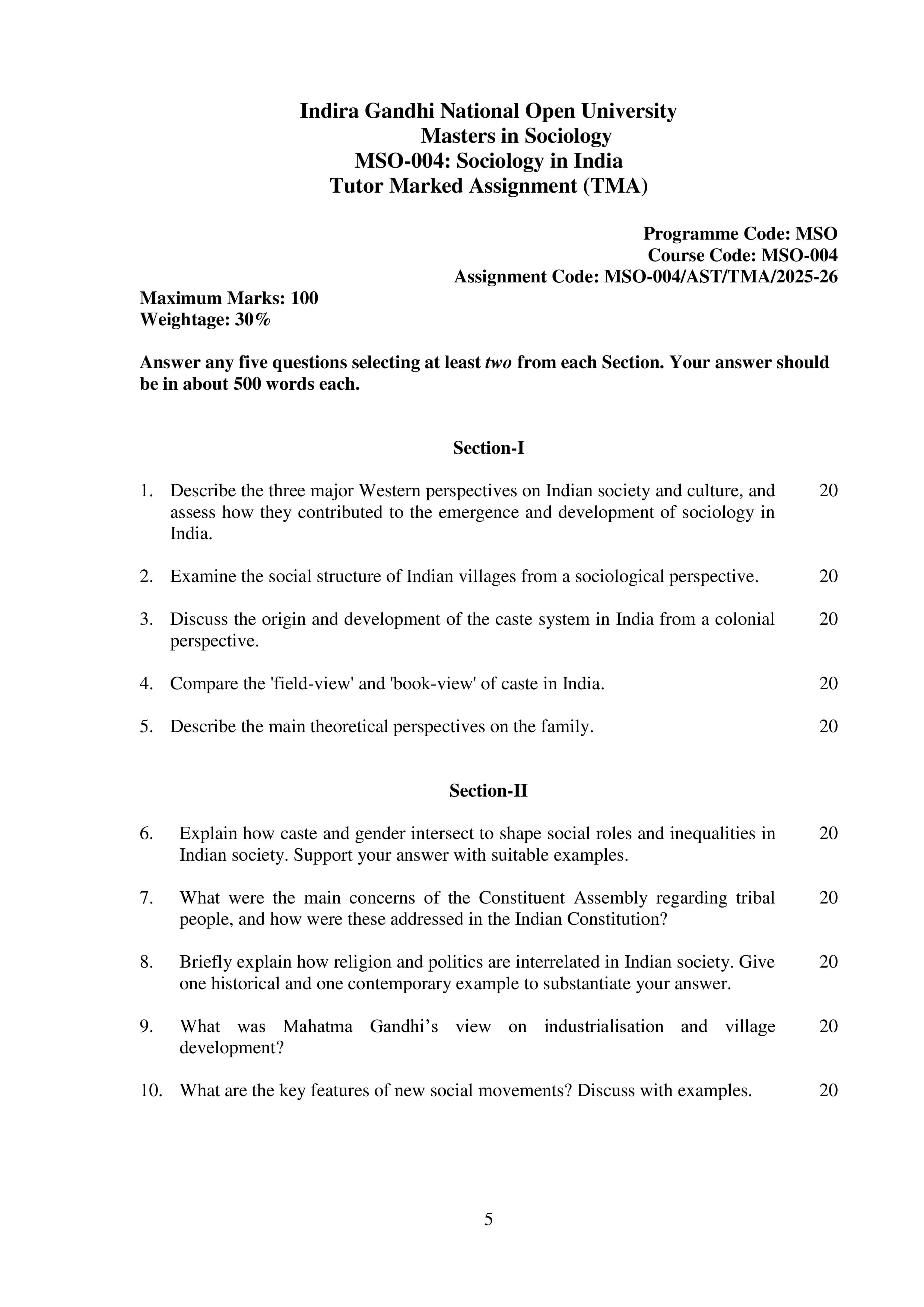 IGNOU MSO 004 Handwritten Hardcopy Assignment 2025-2026 (English Medium)