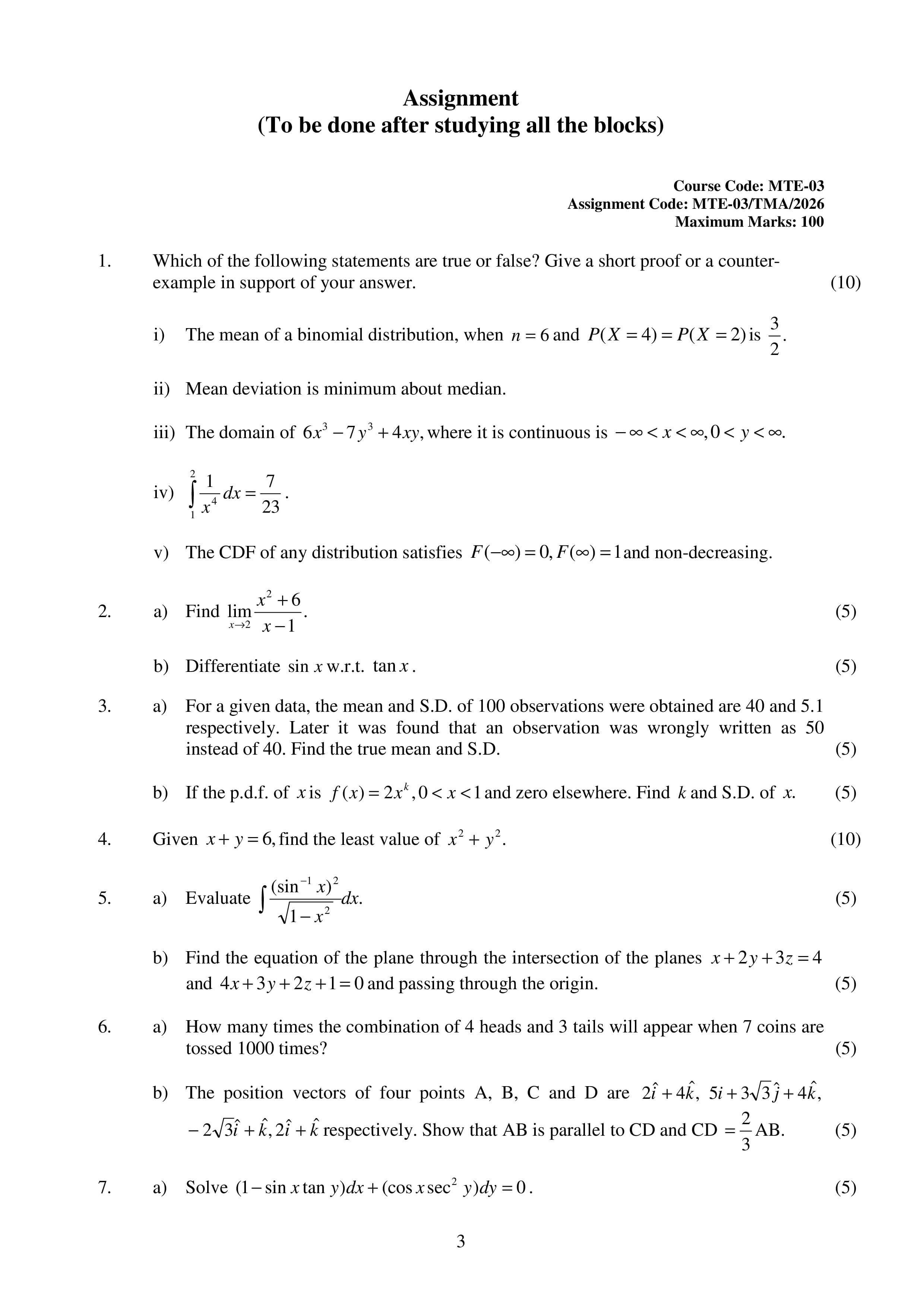 IGNOU MTE 003 Handwritten Hardcopy Assignment 2026-26 (English Medium)
