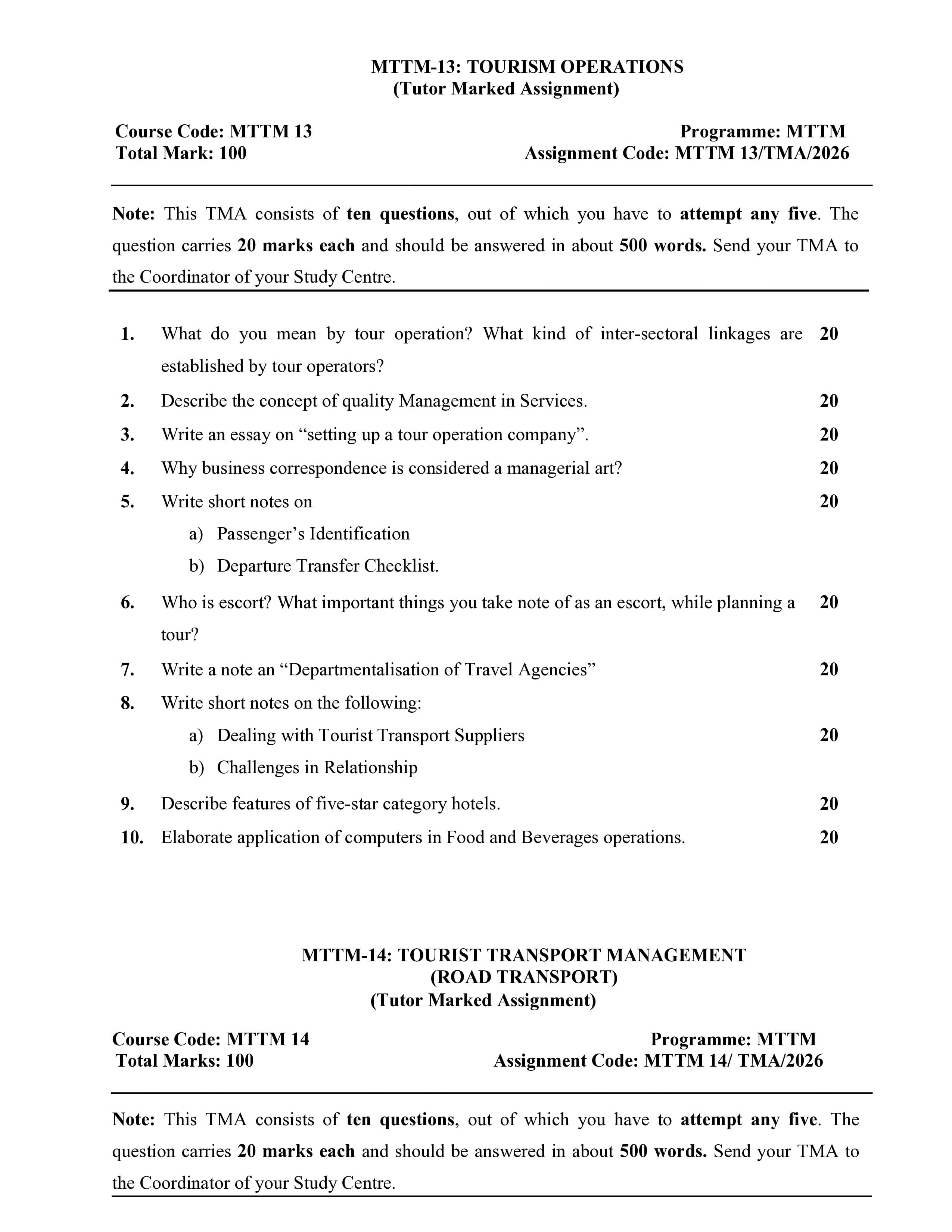 IGNOU MTTM 013 Handwritten Hardcopy Assignment 2026-26 (English Medium)