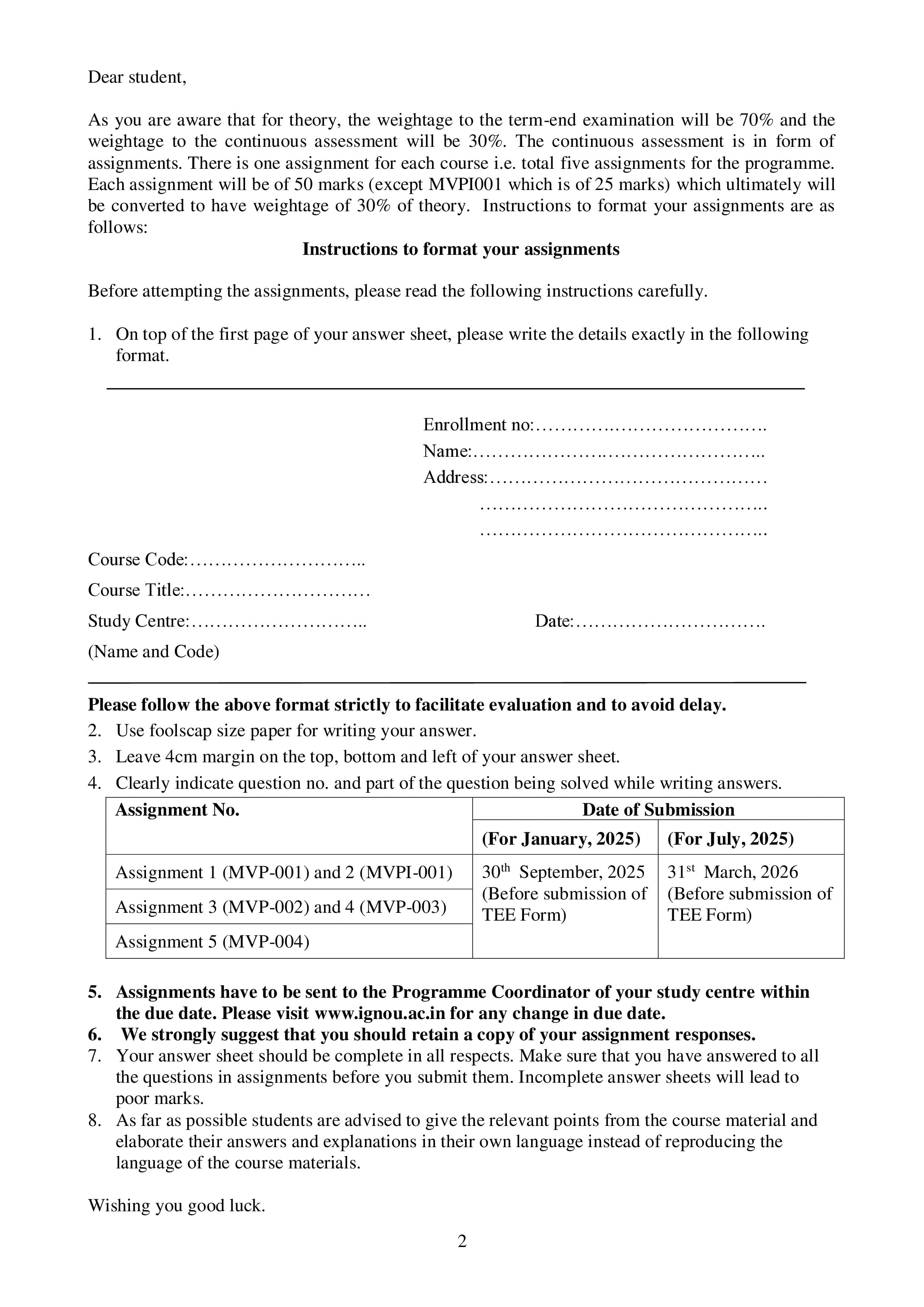 IGNOU MVP 002 Handwritten Hardcopy Assignment 2025-25 (English Medium)