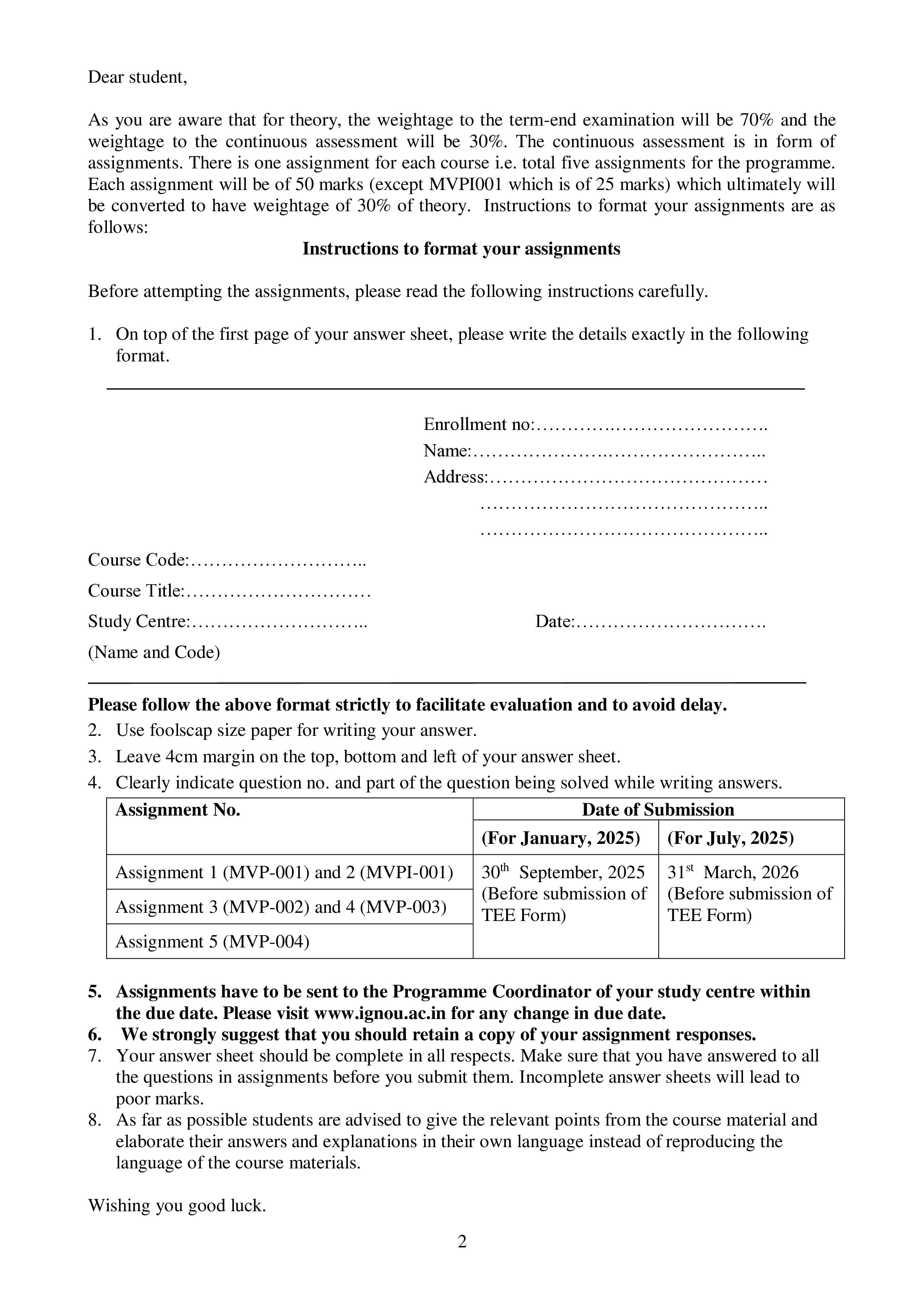 IGNOU MVP 004 Handwritten Hardcopy Assignment 2025-25 (English Medium)