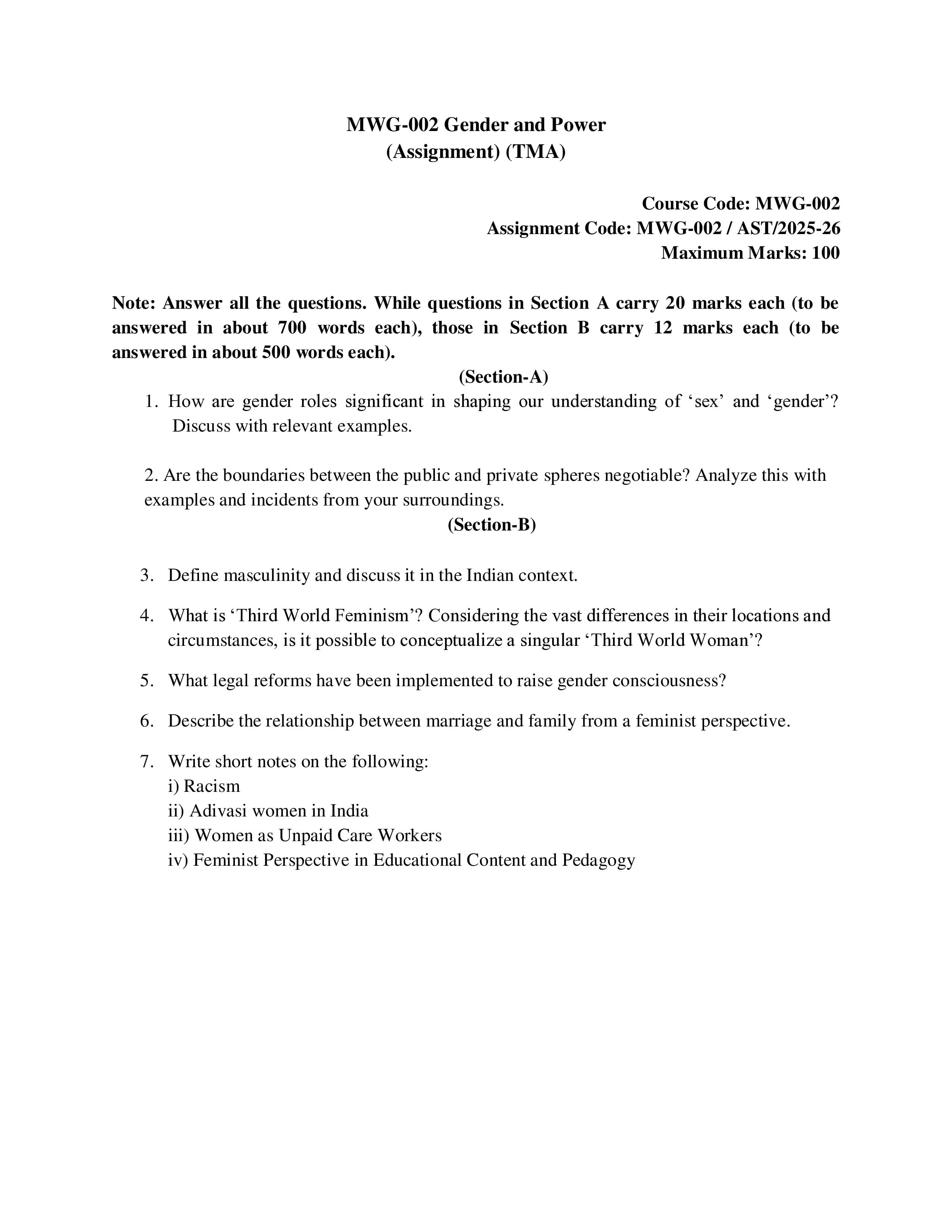 IGNOU MWG 002 Handwritten Hardcopy Assignment 2025-2026 (English Medium)