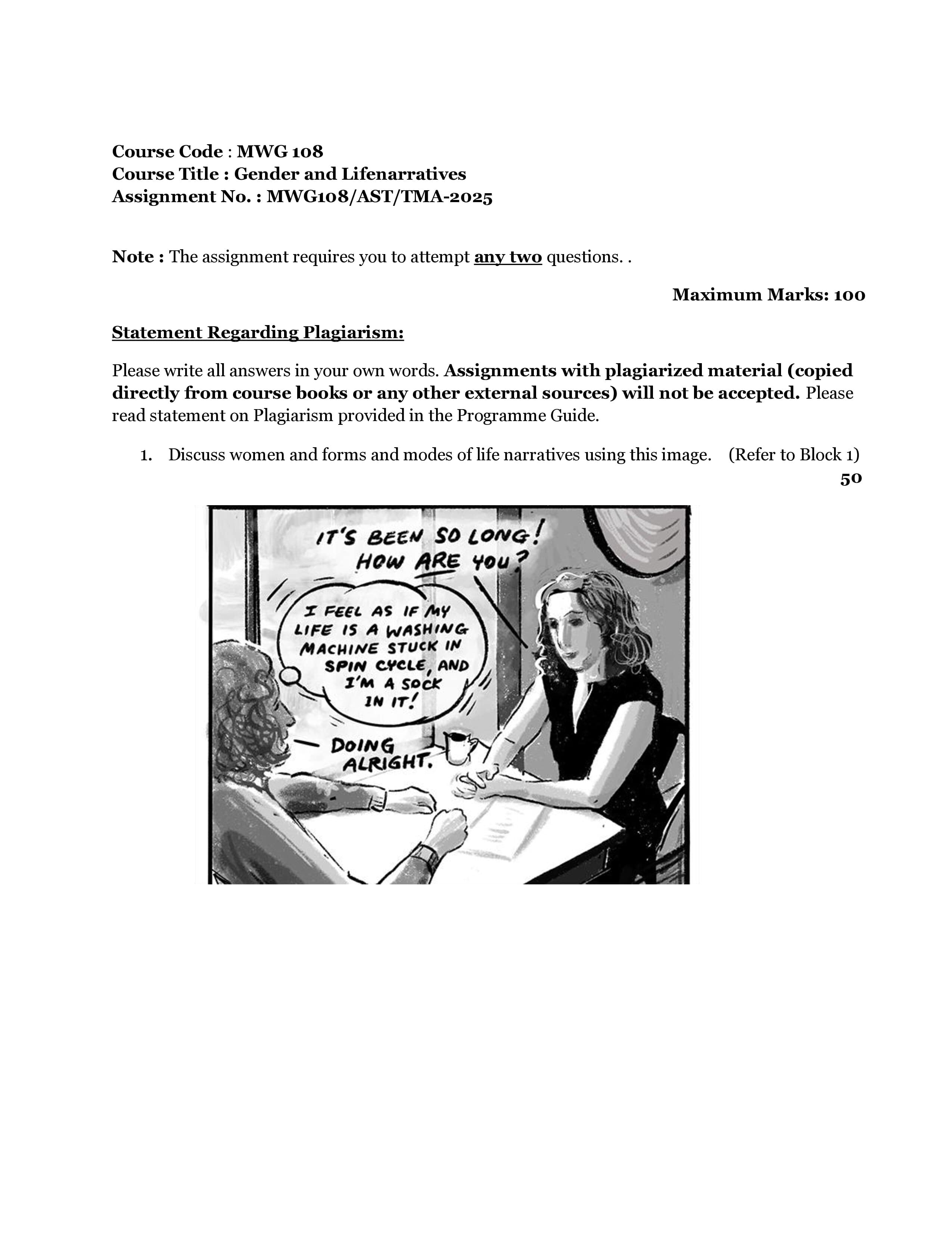 IGNOU MWG 108 Handwritten Hardcopy Assignment 2025-25 (English Medium)