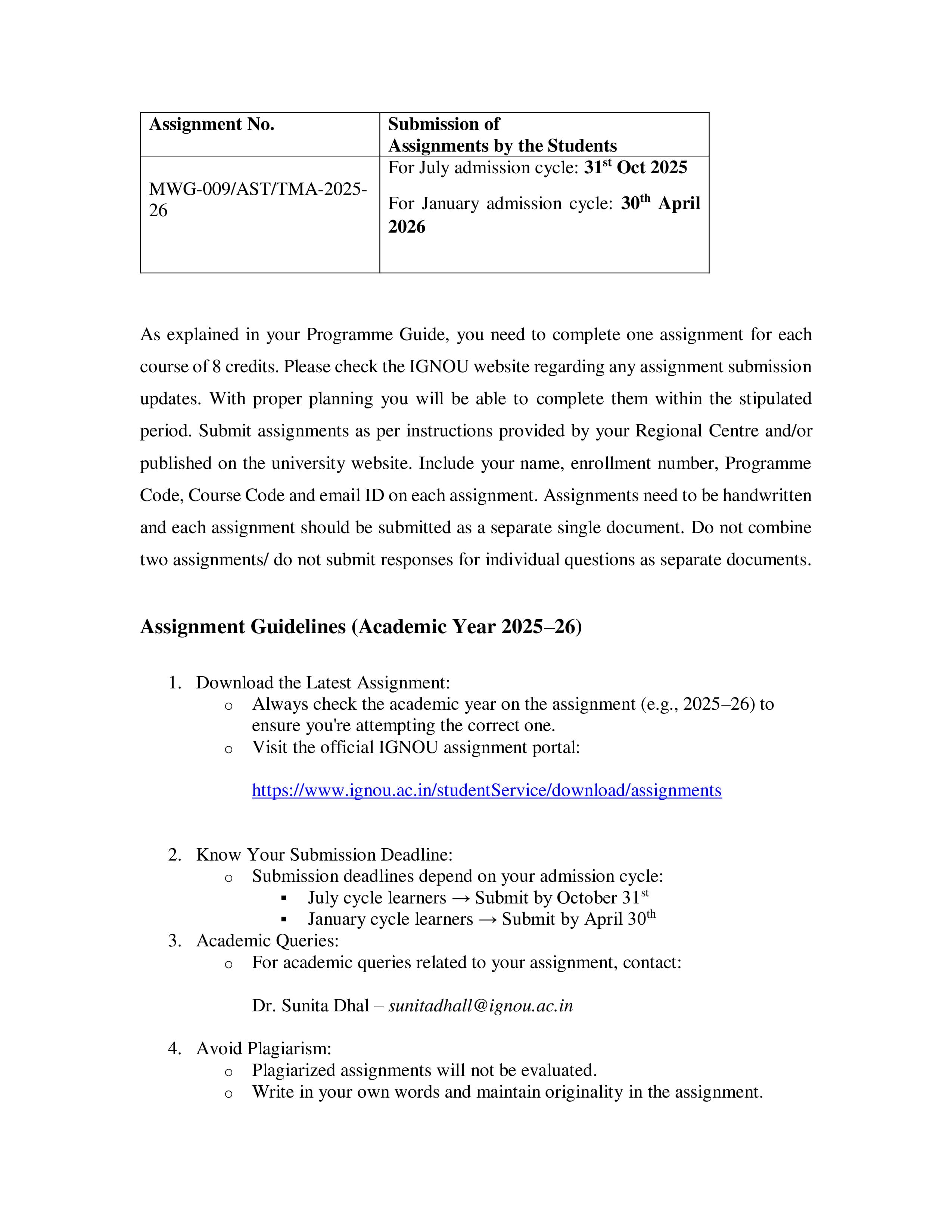 IGNOU MWG 109 Handwritten Hardcopy Assignment 2025-2026 (English Medium)