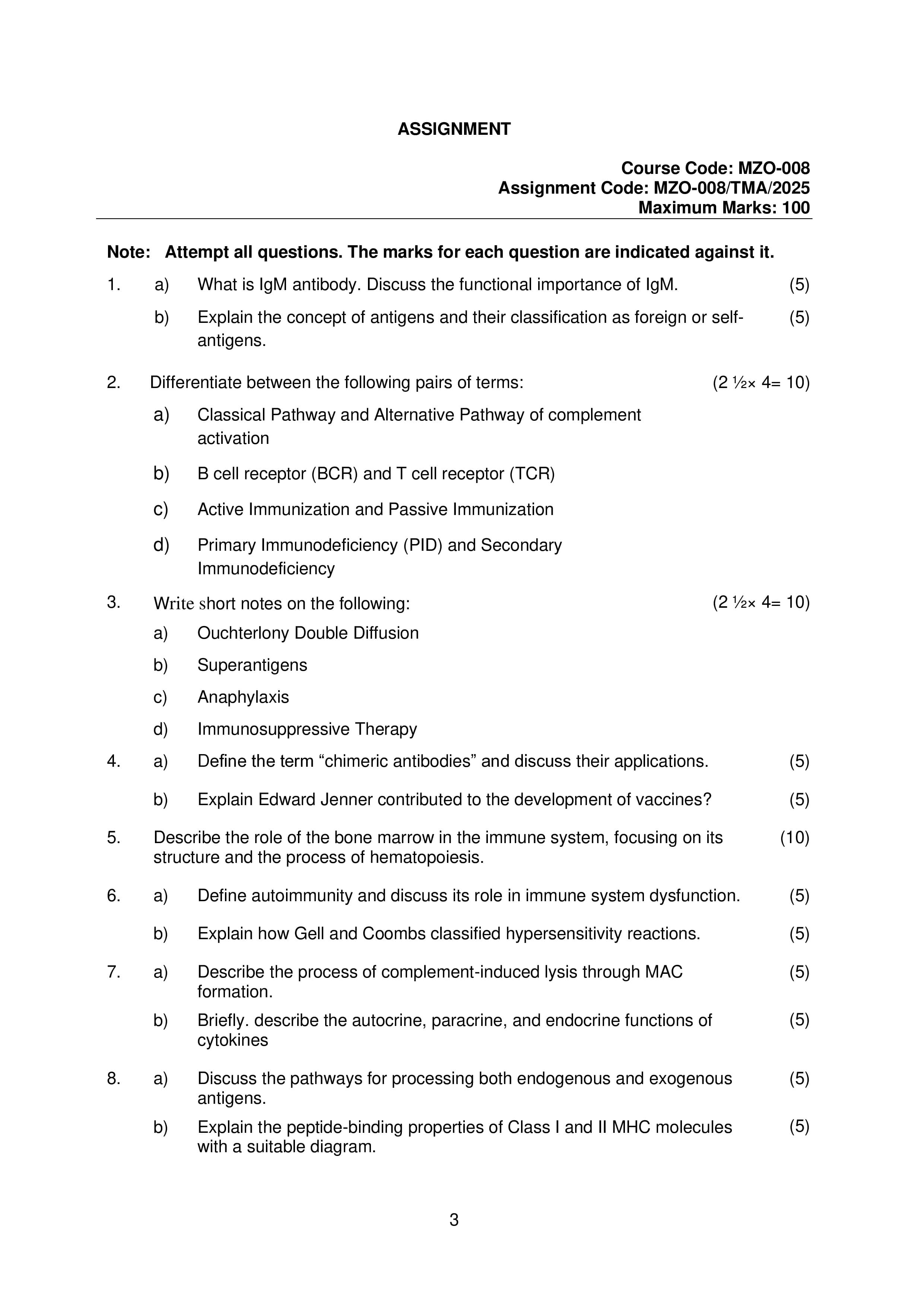 IGNOU MZO 008 Handwritten Hardcopy Assignment 2025-25 (English Medium)