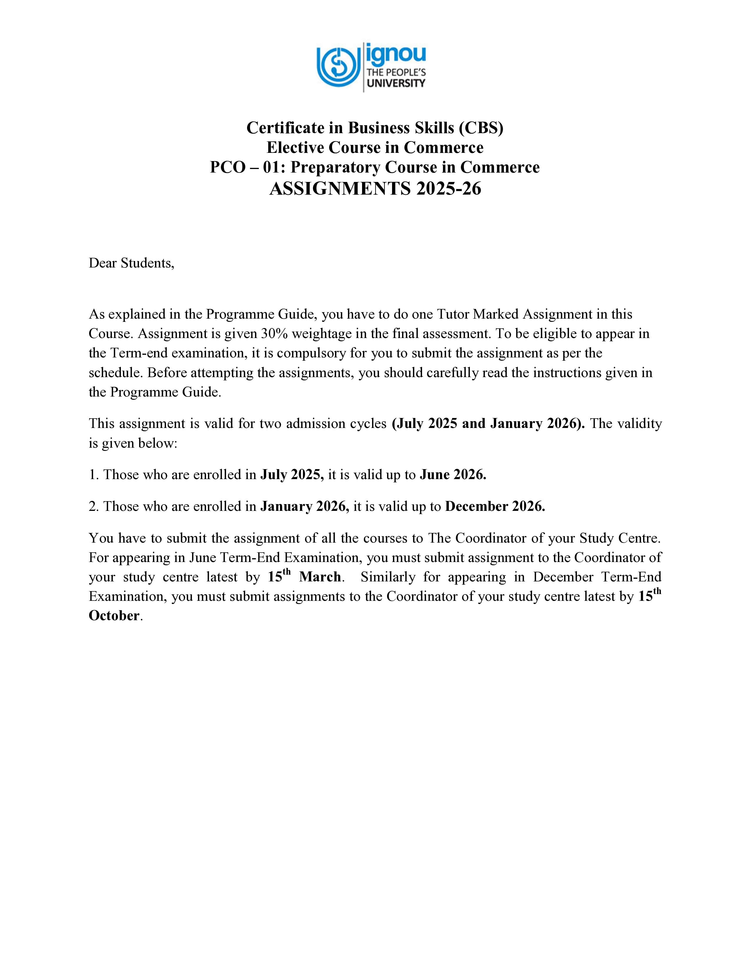 IGNOU PCO 001 Handwritten Hardcopy Assignment 2025-2026 (English Medium)